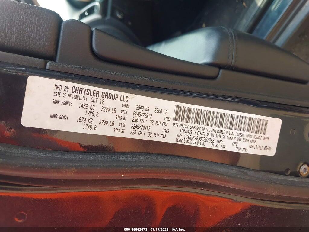 1C4RJFAG3DC587608 2013 JEEP GRAND CHEROKEE photo no. 9