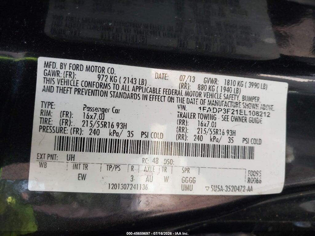 1FADP3F21EL108212 2014 FORD FOCUS photo no. 9