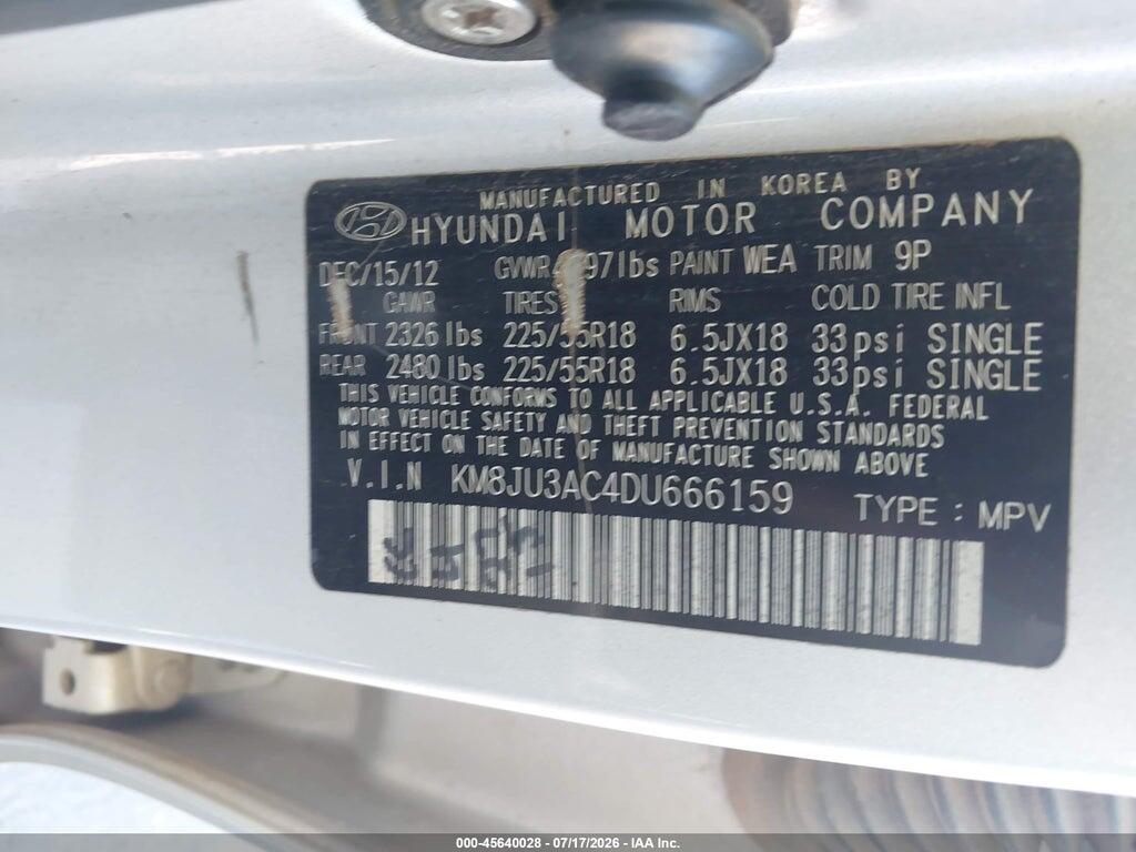 KM8JU3AC4DU666159 2013 HYUNDAI TUCSON photo no. 9