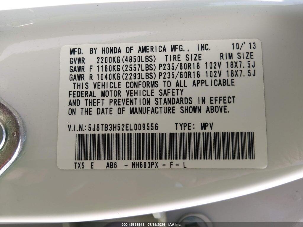 5J8TB3H52EL009556 2014 ACURA RDX photo no. 9
