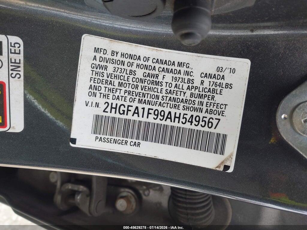 2HGFA1F99AH549567 2010 HONDA CIVIC photo no. 9