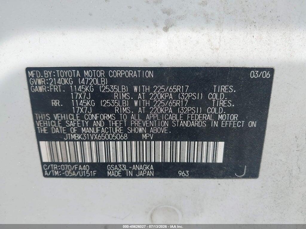 JTMBK31VX65005068 2006 TOYOTA RAV4 photo no. 9