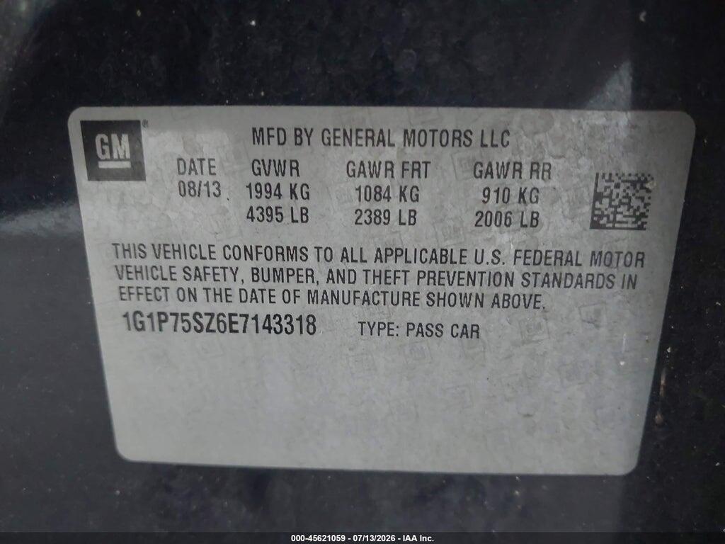 1G1P75SZ6E7143318 2014 CHEVROLET CRUZE photo no. 9