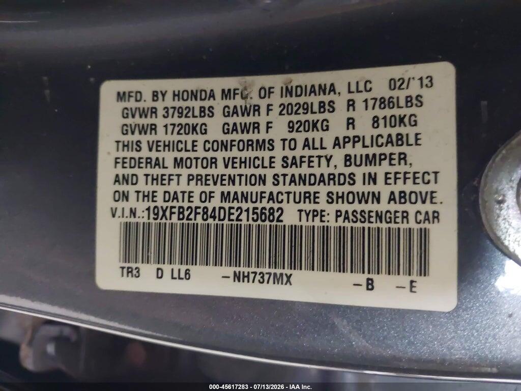 19XFB2F84DE215682 2013 HONDA CIVIC photo no. 9