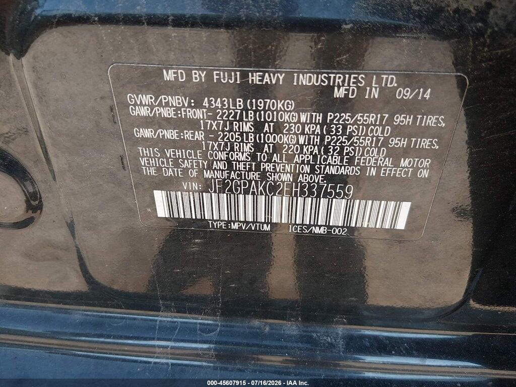 JF2GPAKC2EH337559 2014 SUBARU XV CROSSTREK photo no. 9