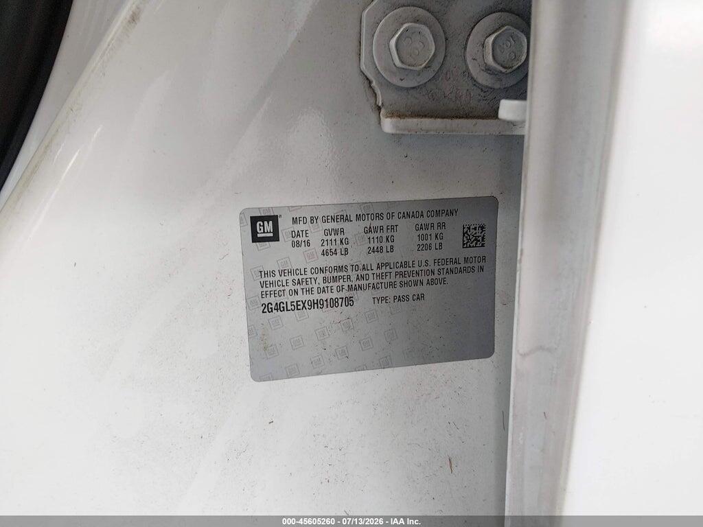 2G4GL5EX9H9108705 2017 BUICK REGAL photo no. 9