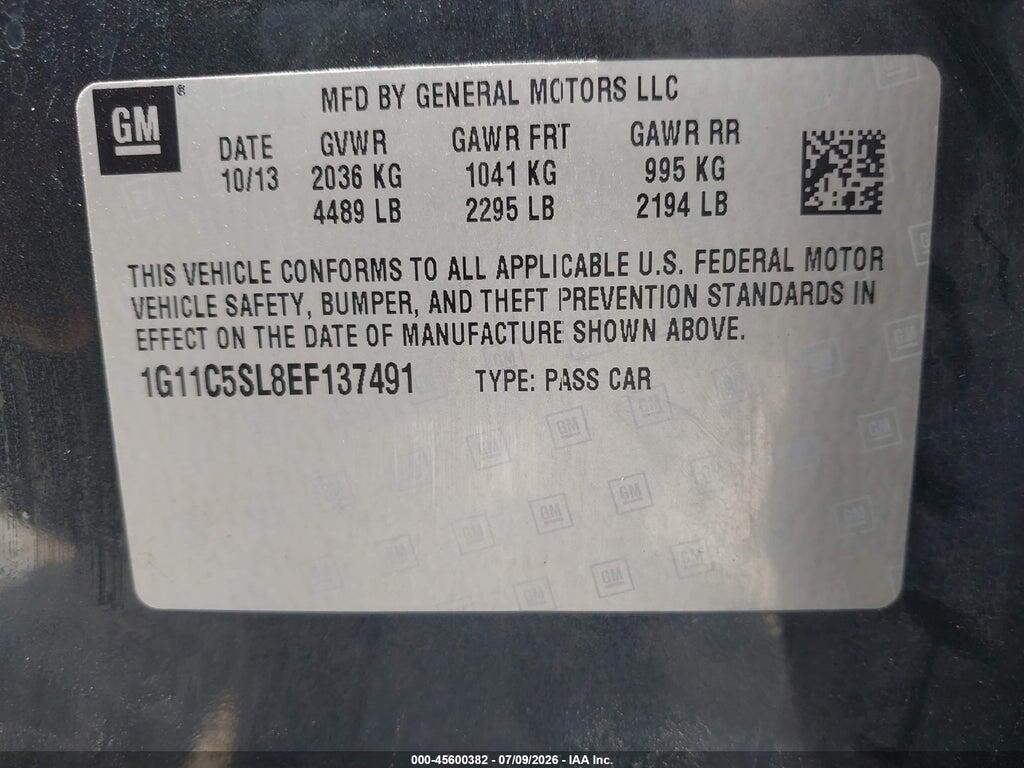 1G11C5SL8EF137491 2014 CHEVROLET MALIBU photo no. 9
