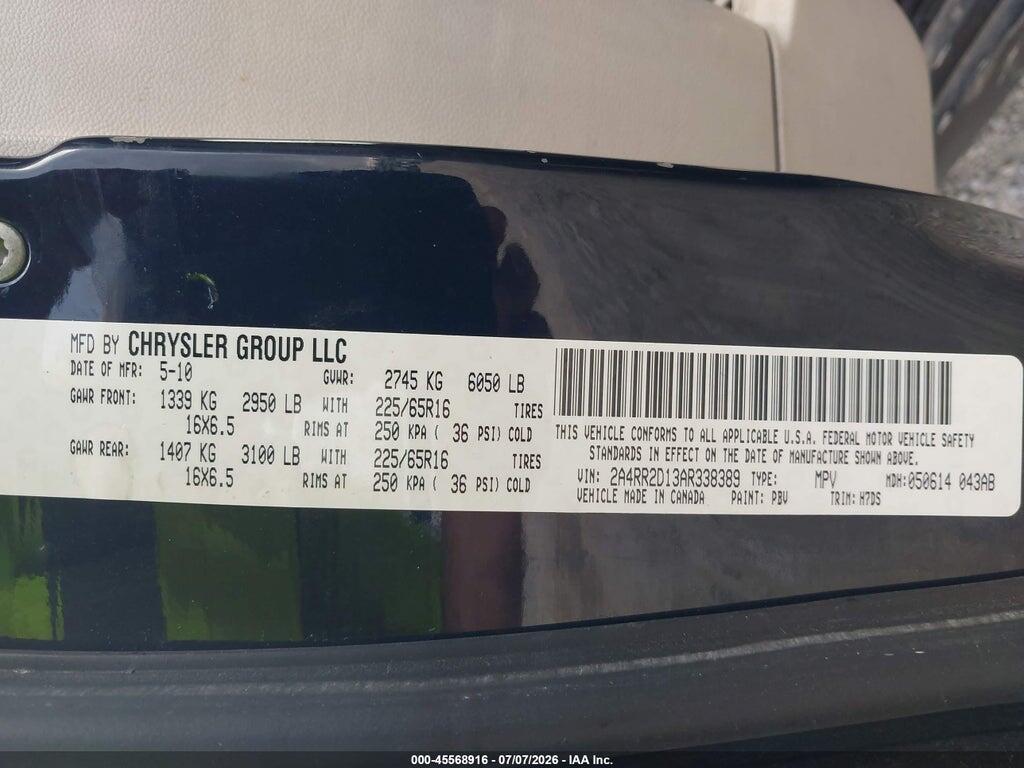 2A4RR2D13AR338389 2010 CHRYSLER TOWN & COUNTRY photo no. 9