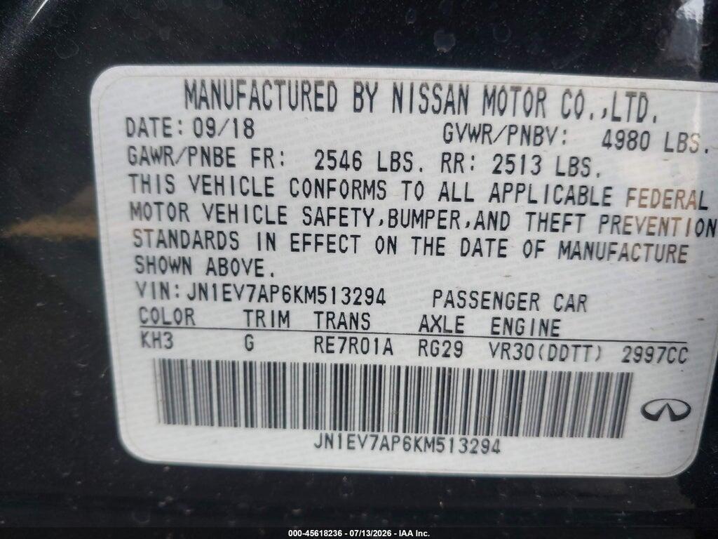 JN1EV7AP6KM513294 2019 INFINITI Q50 photo no. 9