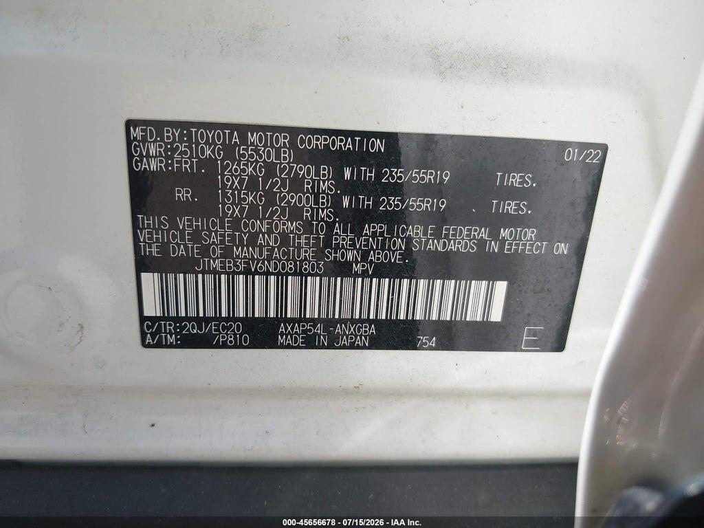 JTMEB3FV6ND081803 2022 TOYOTA RAV4 PRIME photo no. 9