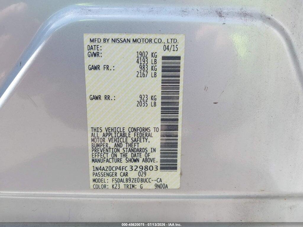 1N4AZ0CP4FC329803 2015 NISSAN LEAF photo no. 9