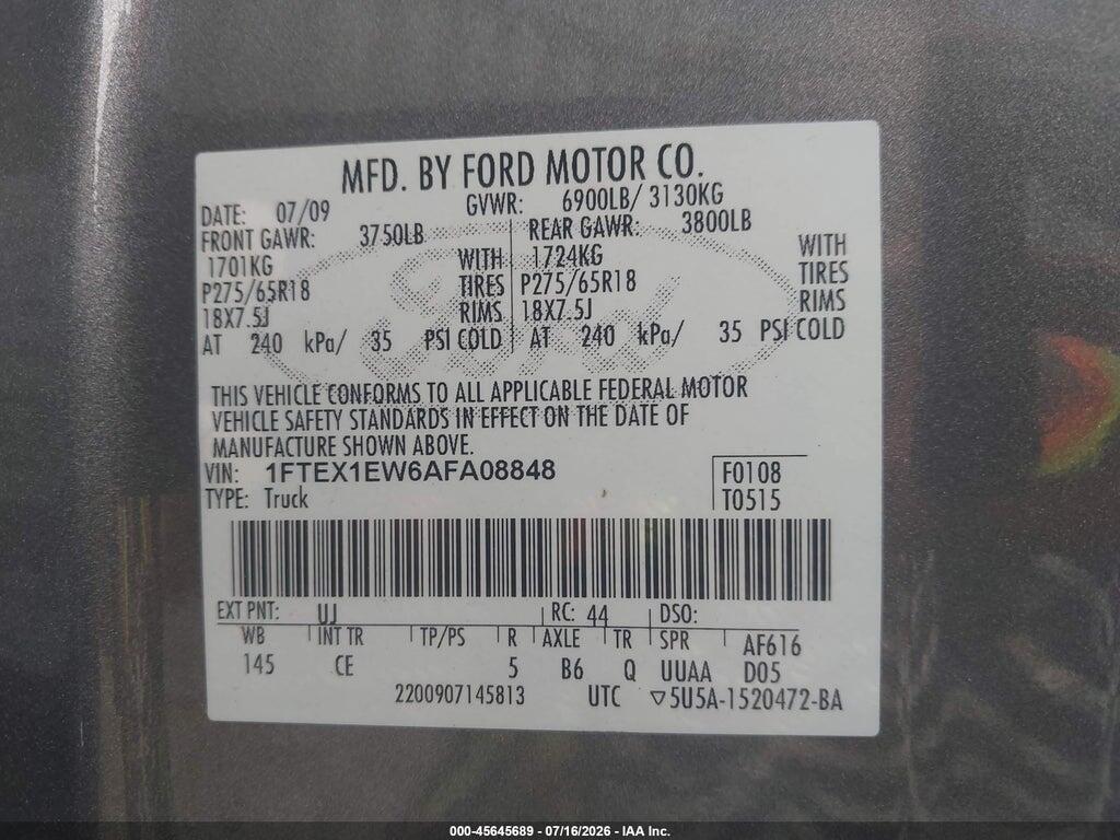 1FTEX1EW6AFA08848 2010 FORD F-150 photo no. 9