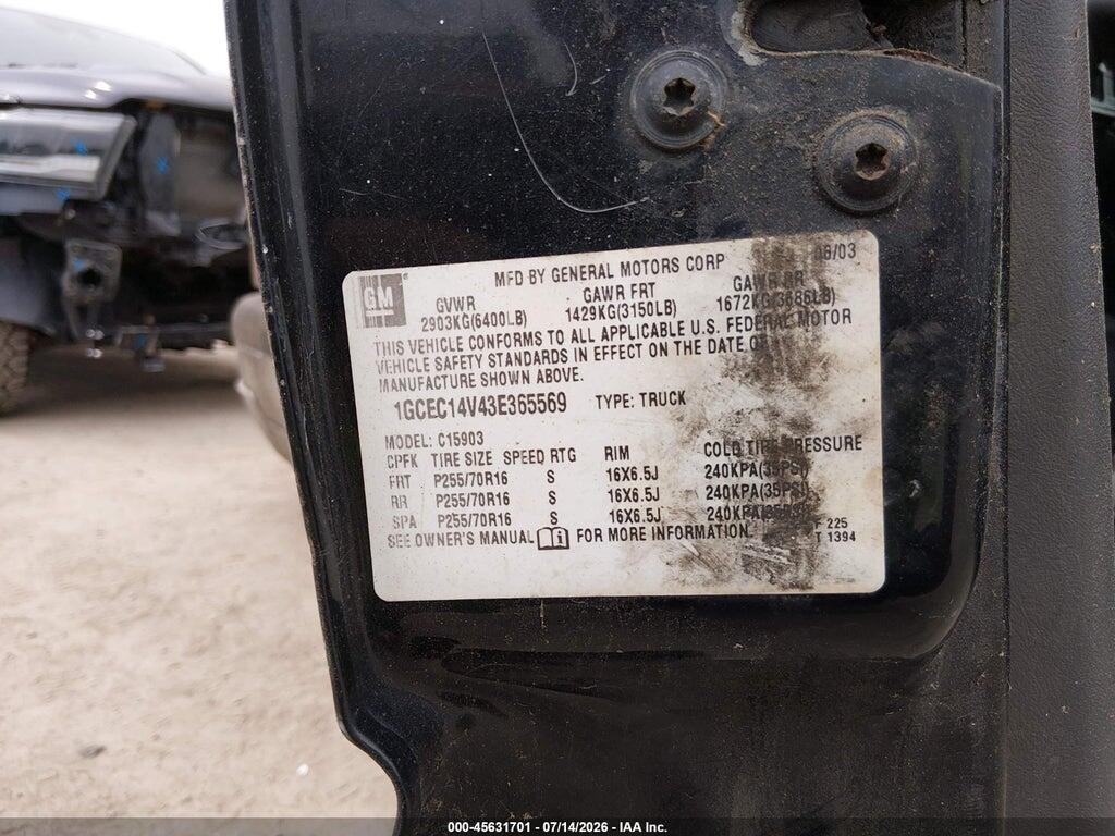 1GCEC14V43E365569 2003 CHEVROLET SILVERADO 1500 photo no. 9
