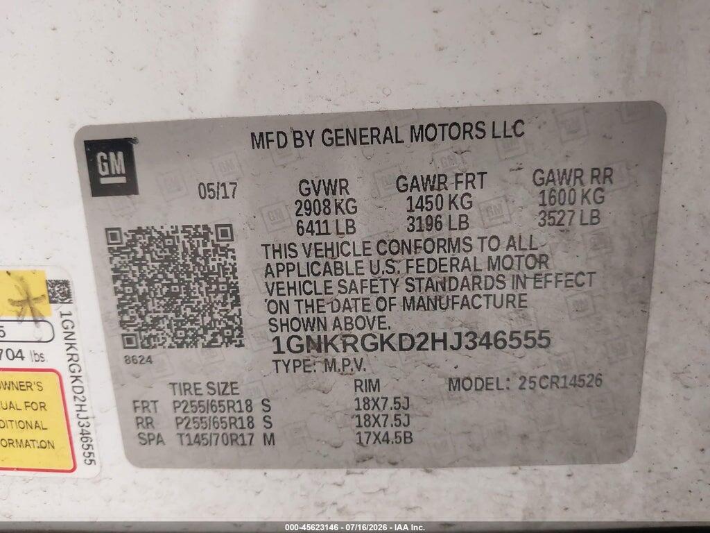 1GNKRGKD2HJ346555 2017 CHEVROLET TRAVERSE photo no. 9