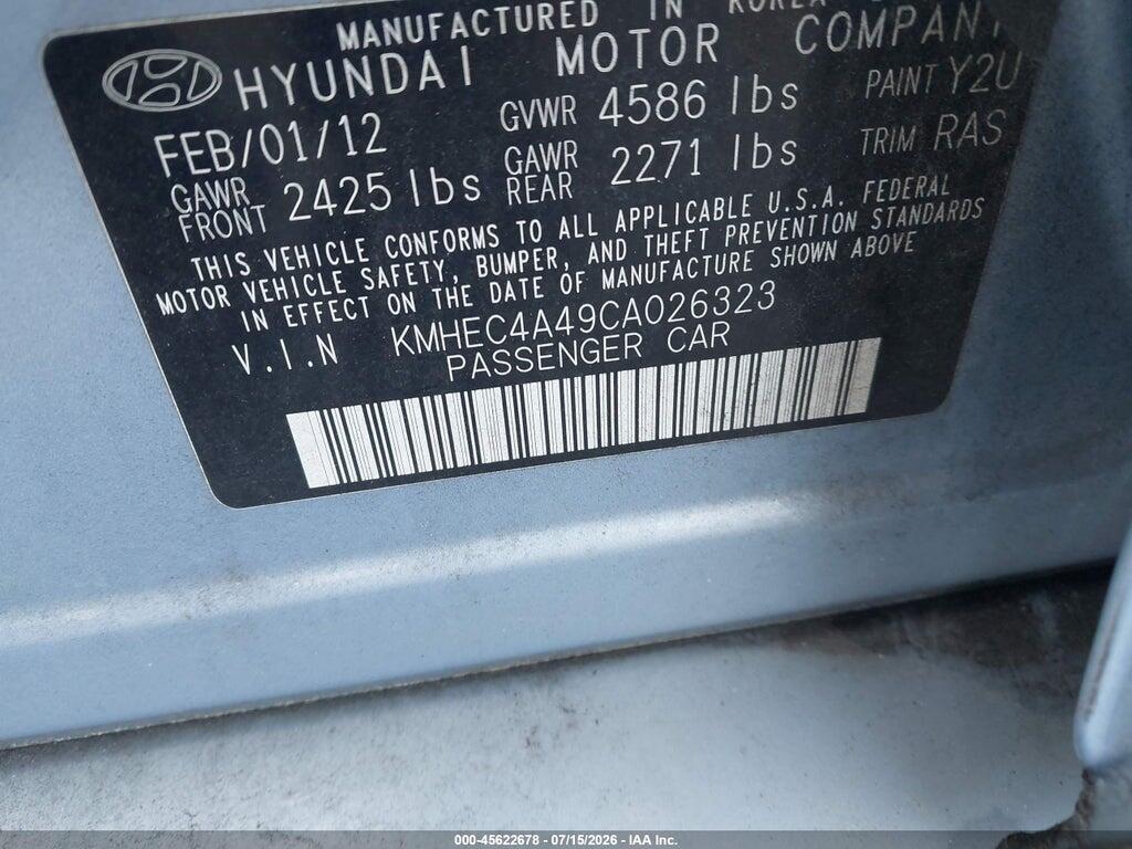 KMHEC4A49CA026323 2012 HYUNDAI SONATA HYBRID photo no. 9