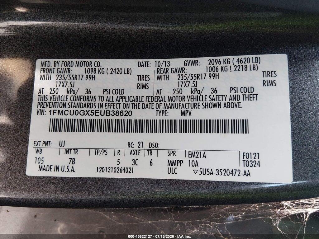 1FMCU0GX5EUB38620 2014 FORD ESCAPE photo no. 9
