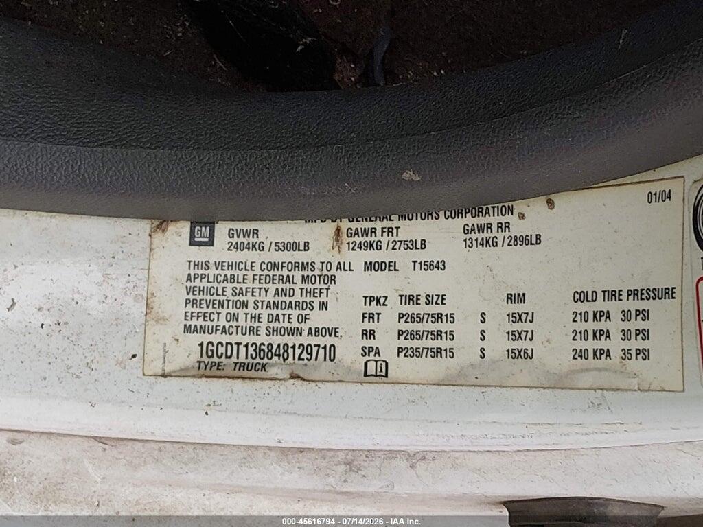 1GCDT136848129710 2004 CHEVROLET COLORADO photo no. 9