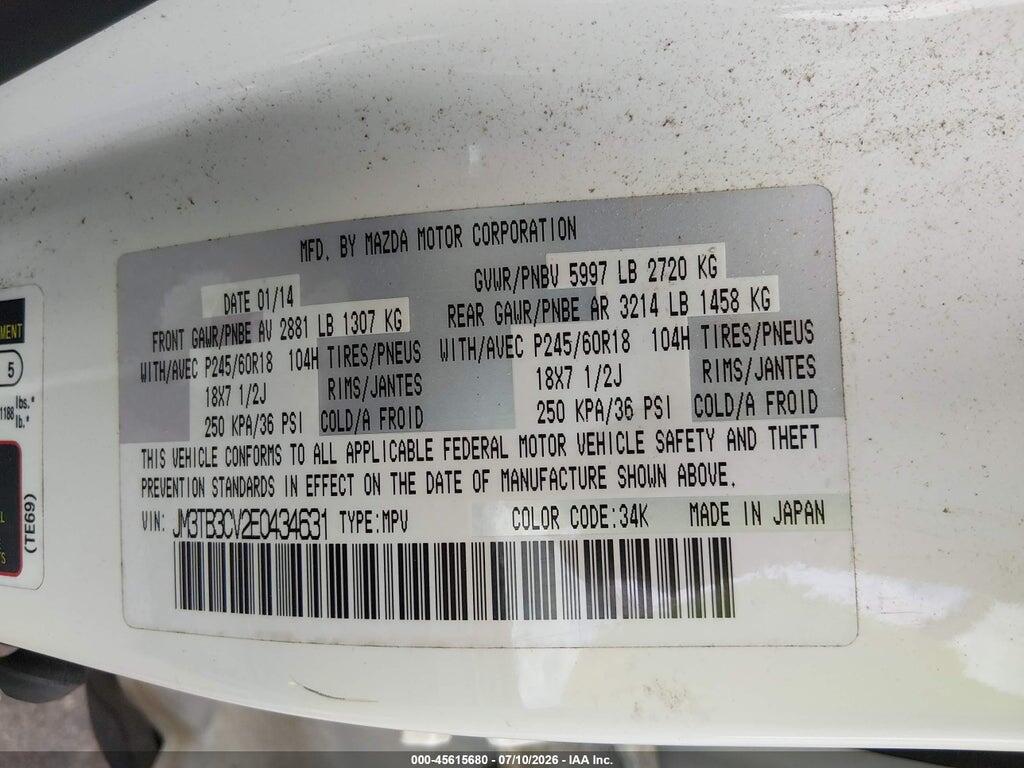 JM3TB3CV2E0434631 2014 MAZDA CX-9 photo no. 9