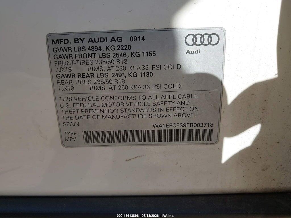 WA1EFCFS9FR003718 2015 AUDI Q3 photo no. 9