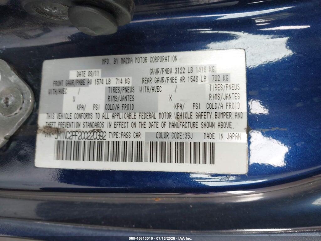 JM1NC2PF2C0220392 2012 MAZDA MX-5 MIATA photo no. 9