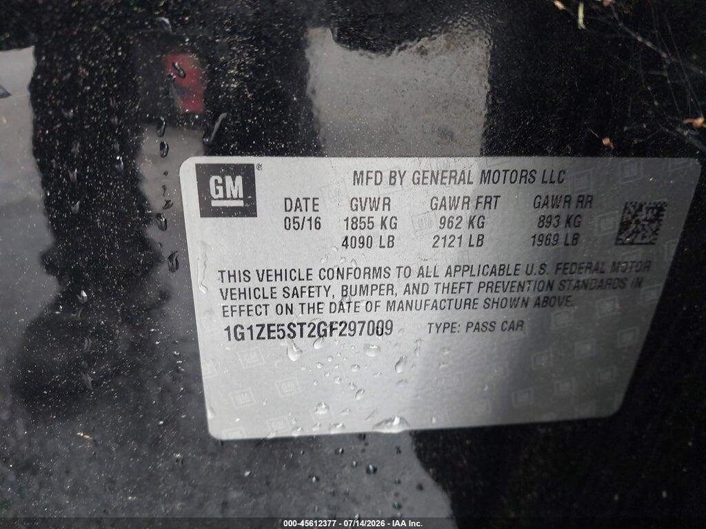 1G1ZE5ST2GF297009 2016 CHEVROLET MALIBU photo no. 9