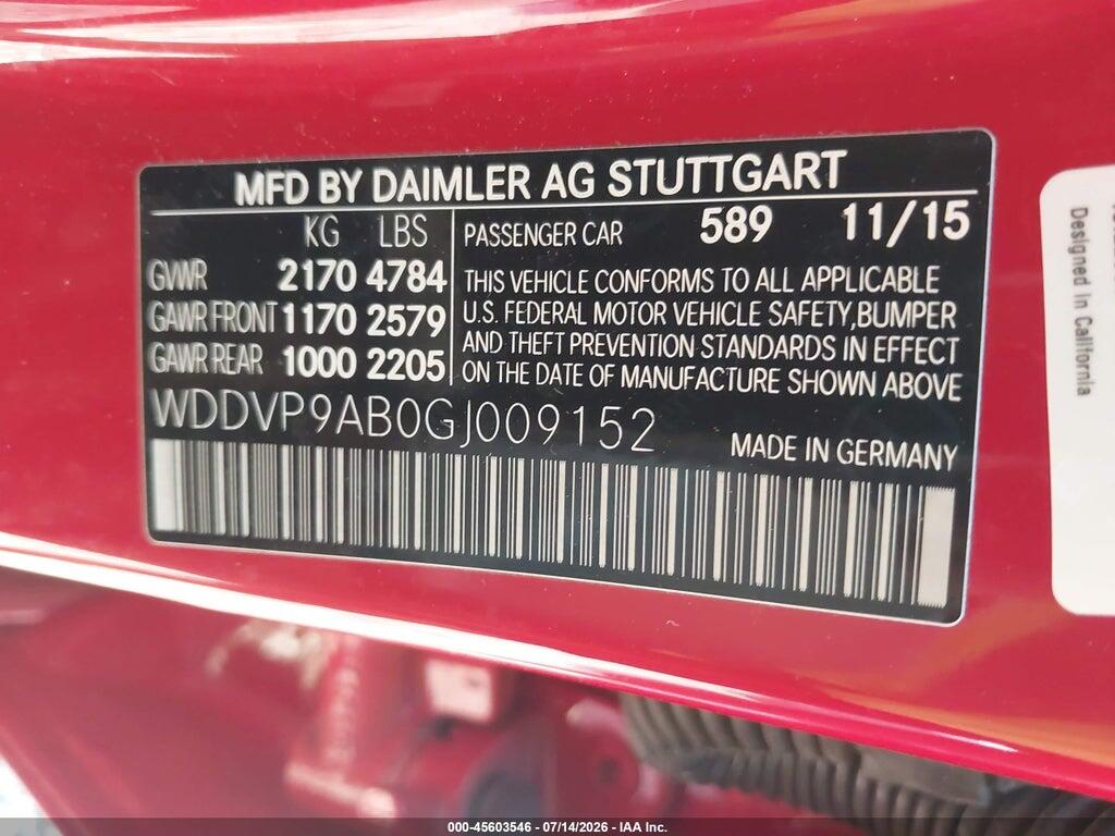 WDDVP9AB0GJ009152 2016 MERCEDES-BENZ B 250E photo no. 9
