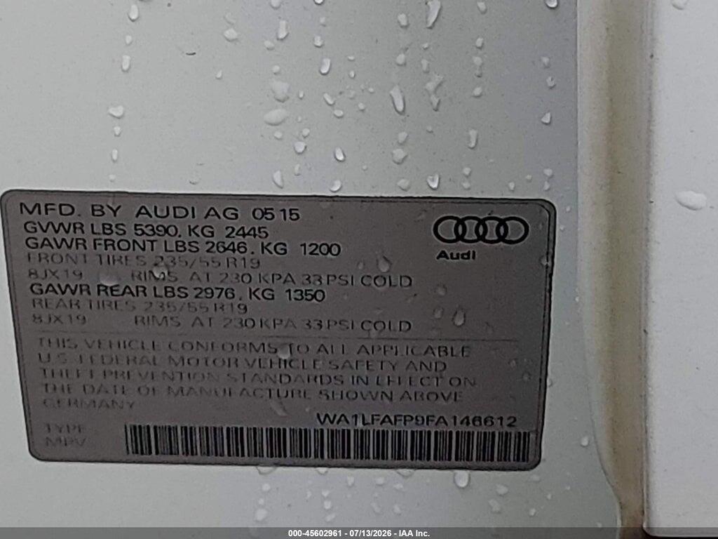 WA1LFAFP9FA146612 2015 AUDI Q5 photo no. 9