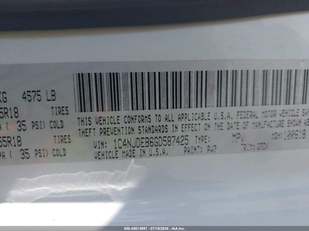 1C4NJDEB6GD587425 2016 JEEP COMPASS photo no. 9