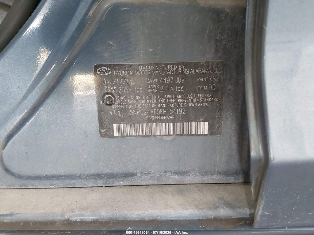 5NPE24AF5FH154192 2015 HYUNDAI SONATA photo no. 9