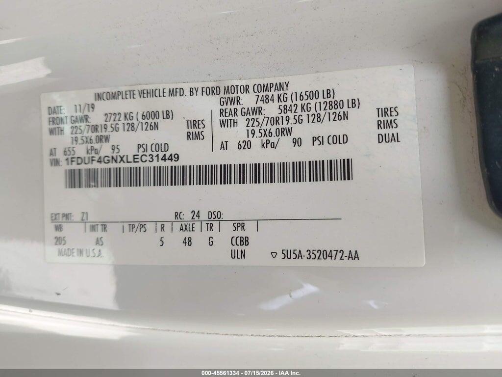 1FDUF4GNXLEC31449 2020 FORD F-450 CHASSIS photo no. 8