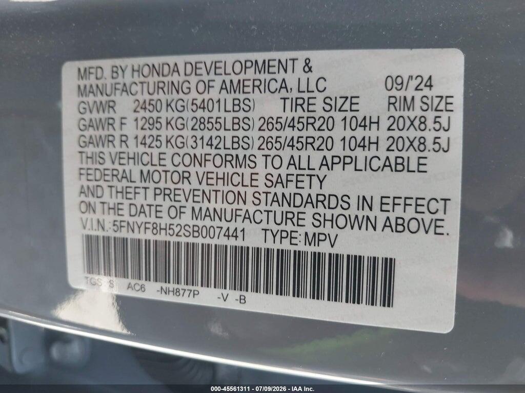 5FNYF8H52SB007441 2025 HONDA PASSPORT photo no. 9