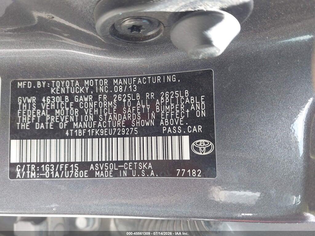 4T1BF1FK9EU729275 2014 TOYOTA CAMRY photo no. 9