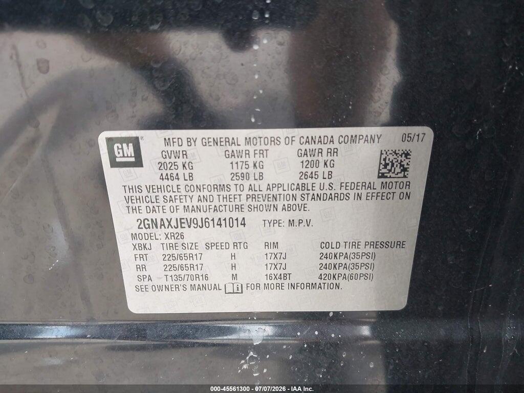 2GNAXJEV9J6141014 2018 CHEVROLET EQUINOX photo no. 9