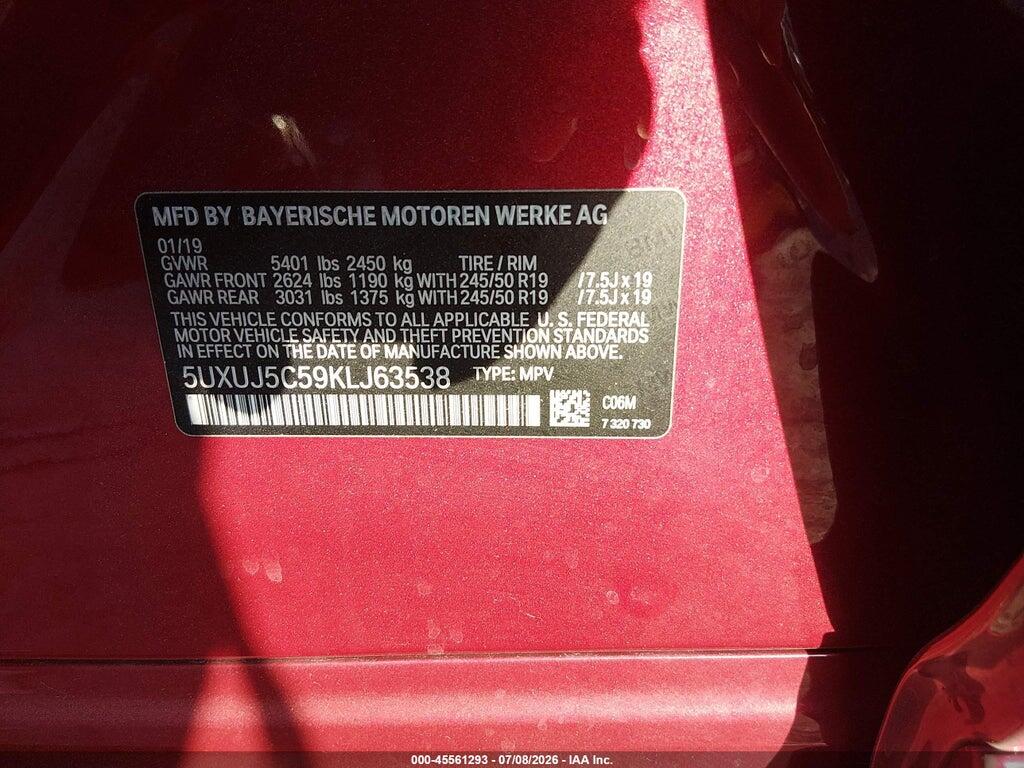 5UXUJ5C59KLJ63538 2019 BMW X4 photo no. 9