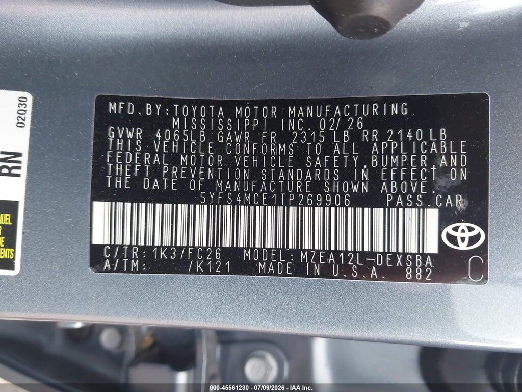5YFS4MCE1TP269906 2026 TOYOTA COROLLA photo no. 9