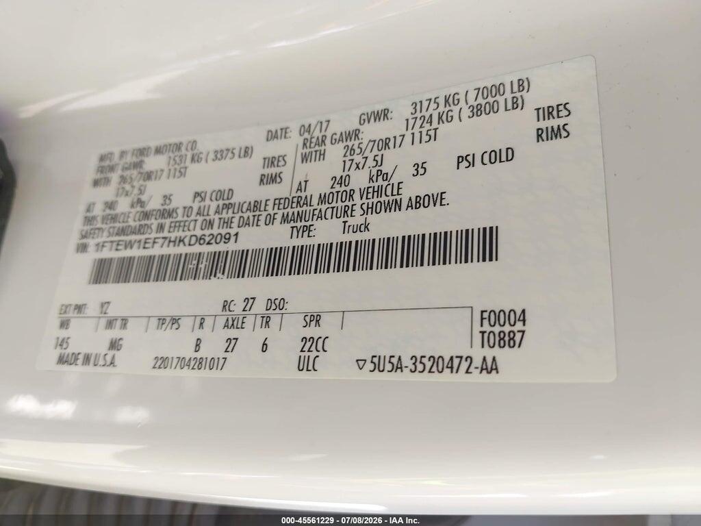 1FTEW1EF7HKD62091 2017 FORD F-150 photo no. 9