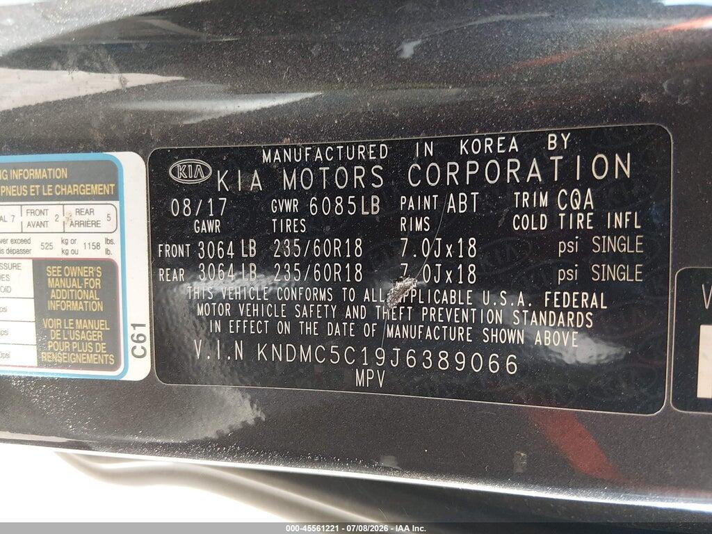 KNDMC5C19J6389066 2018 KIA SEDONA photo no. 9