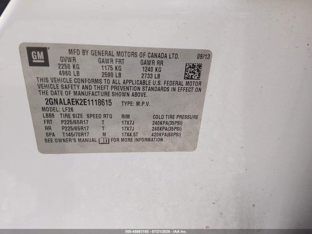 2GNALAEK2E1118615 2014 CHEVROLET EQUINOX photo no. 9
