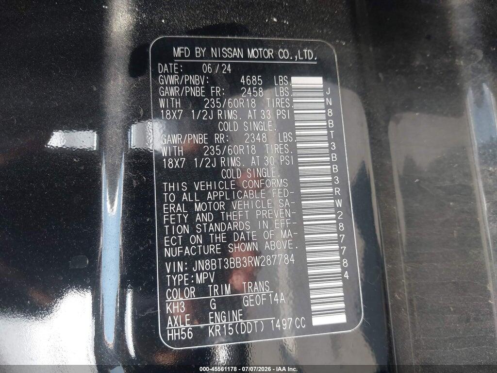 JN8BT3BB3RW287784 2024 NISSAN ROGUE photo no. 9
