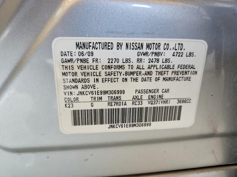 JNKCV61E99M306999 2009 INFINITI G37 SEDAN photo no. 12