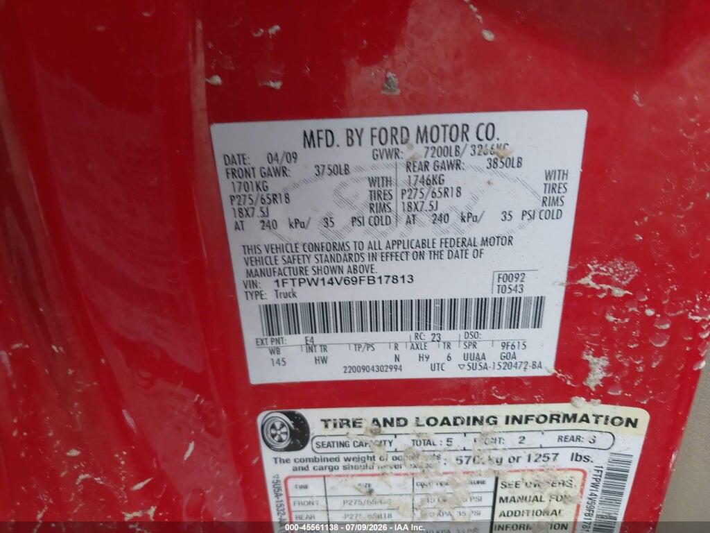1FTPW14V69FB17813 2009 FORD F-150 photo no. 9