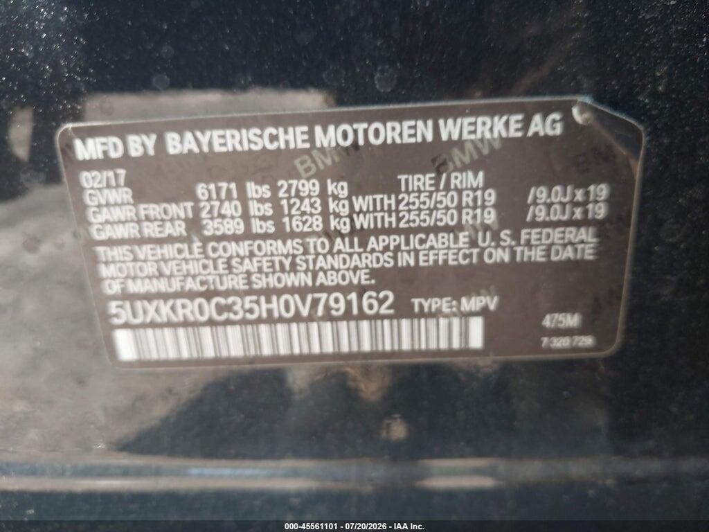 5UXKR0C35H0V79162 2017 BMW X5 photo no. 9