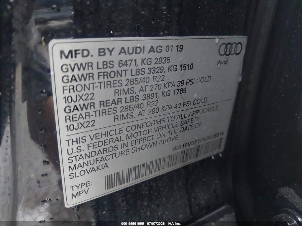 WA1FVBF16KD025014 2019 AUDI Q8 photo no. 9