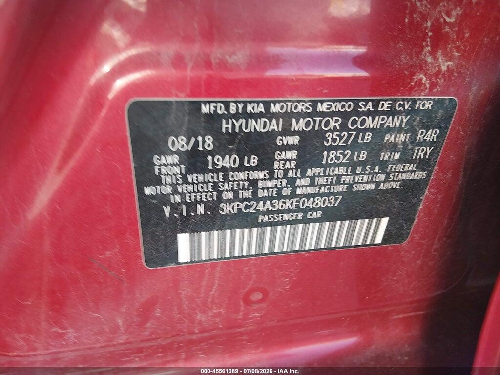 3KPC24A36KE048037 2019 HYUNDAI ACCENT photo no. 9