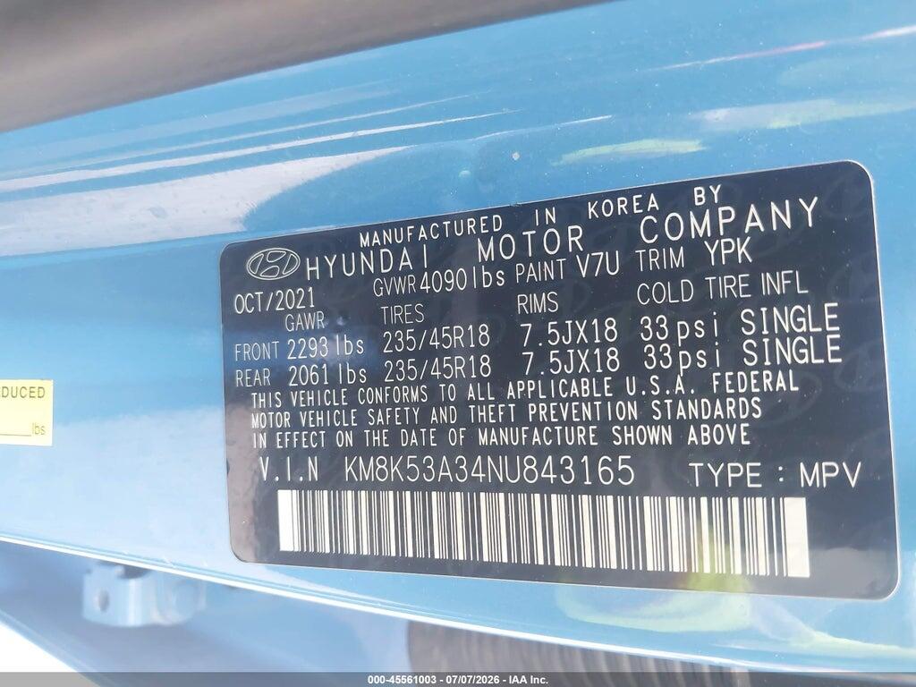 KM8K53A34NU843165 2022 HYUNDAI KONA photo no. 9