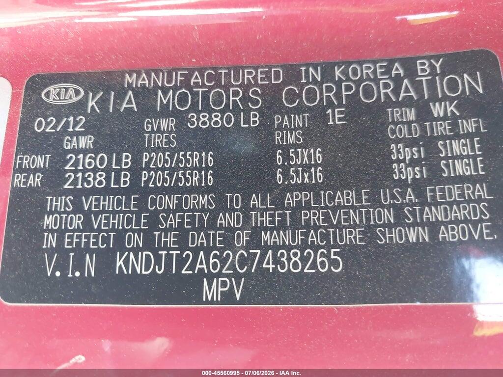 KNDJT2A62C7438265 2012 KIA SOUL photo no. 9