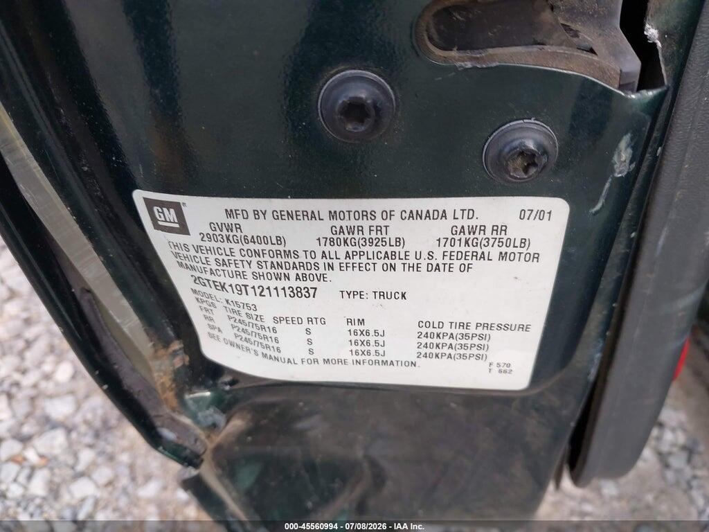 2GTEK19T121113837 2002 GMC SIERRA 1500 photo no. 9