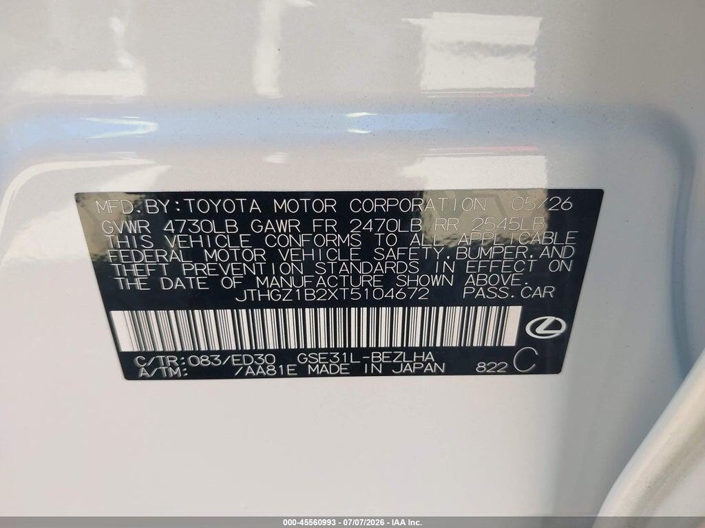 JTHGZ1B2XT5104672 2026 LEXUS IS 350 photo no. 9
