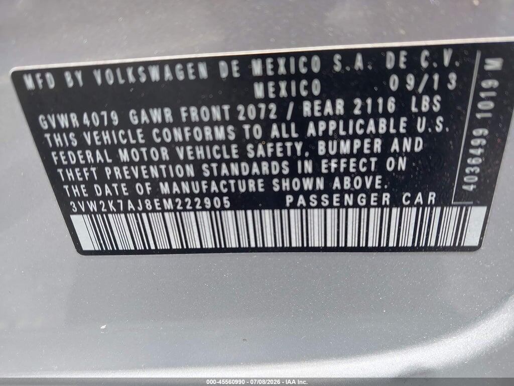 3VW2K7AJ8EM222905 2014 VOLKSWAGEN JETTA photo no. 9
