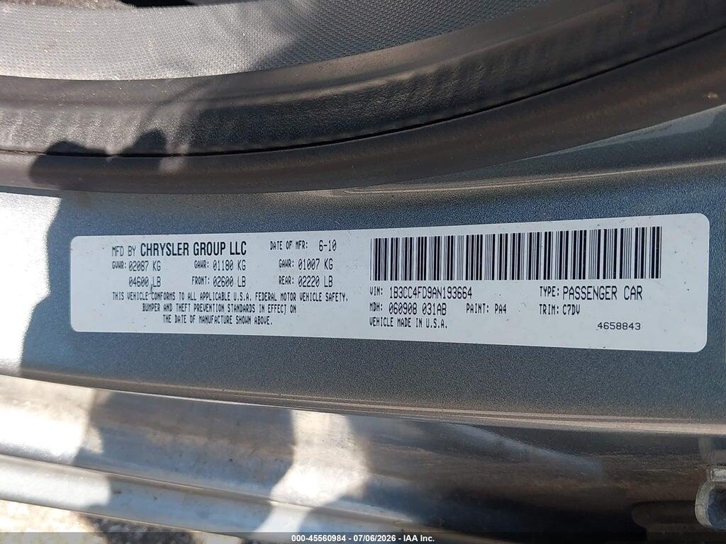 1B3CC4FD9AN193664 2010 DODGE AVENGER photo no. 9